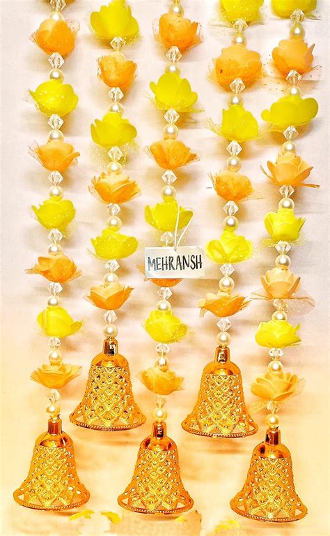 Buy MEHRANSH® -Pack of 5- Artificial Foam Flower Strings with Bells ...