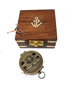 M.A & SONS Boot Polish Brass Personalized Compass with Wooden Box ...