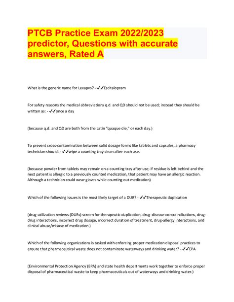 PTCB Practice Exam 2021-2022 – Scholarfriends - Scholarfriends