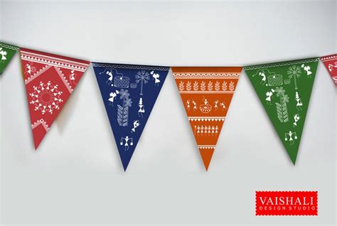 Buy Warli Art Printable Bunting Party Banner,5 Sheets,size 7.5x5.5 ...