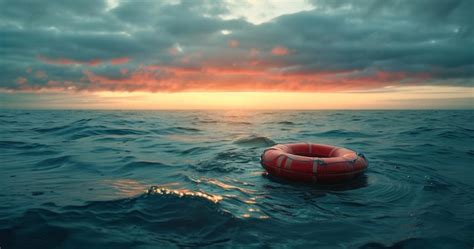 A life saver floating at sea | Premium AI-generated image