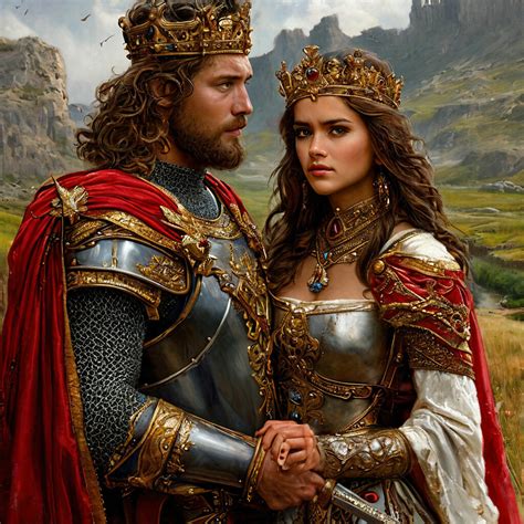 "King Arthur and Guenevere" — image created in Shedevrum