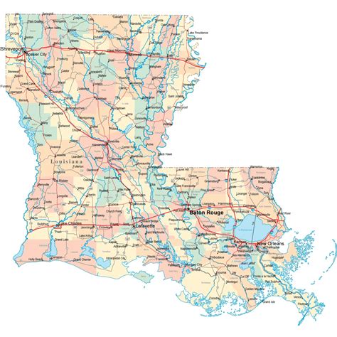 Louisiana Parish Road Map
