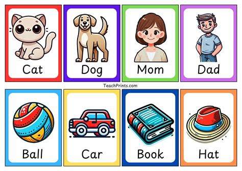 100 First Nouns Flashcard Set (Free to Print!) - Teach Prints