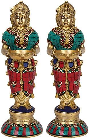 Buy ARTVARKO Brass Laxmi Vilakku Diya Welcome Lady Deepluxmi Pair(2 Pcs ...