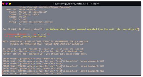 Rezultat imagine pentru Error 1045 Linux Terminial