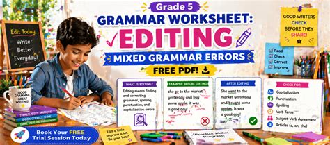 Grade 5 Grammar Worksheet: Editing Mixed Grammar Errors [Free PDF]