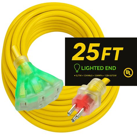 pizety 12 Gauge Power Extension Cord Heavy Duty Indoor/Outdoor 12 3 ...
