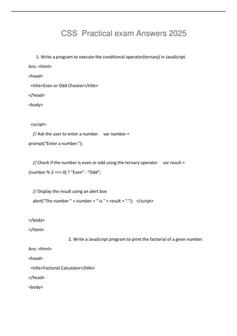 Image result for Practical Exam On CSS PDF