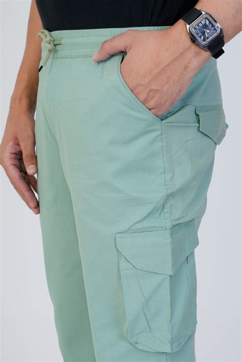 Men's Cotton Cargo Jogger Pants Mint Green – Diruno Fashion