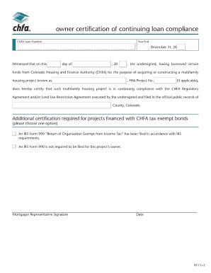 Fillable Online Owner Certification of Continuing Loan Compliance ...