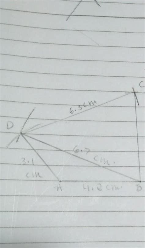 Construct a quadrilateral ABCD in which AB = 4.2 cm, BC = 4.8 cm, CD ...
