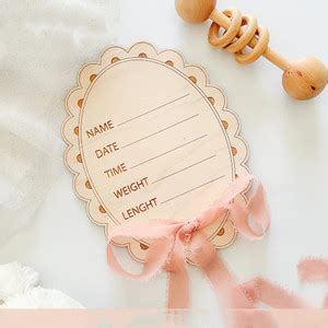 CLITHS Cliths Wooden Scallop Baby Birth Stats Sign, Wooden Cut-outs ...
