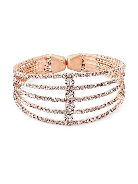 ZAVERI PEARLS Rose Gold Tone Dazzling Austrian Diamonds Embellished ...