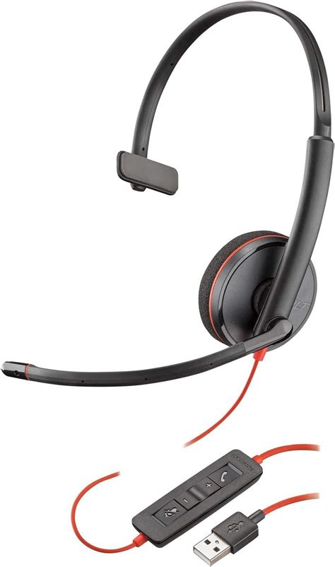 Poly by Plantronics - Blackwire 3325 Wired Stereo On Ear Headset with ...