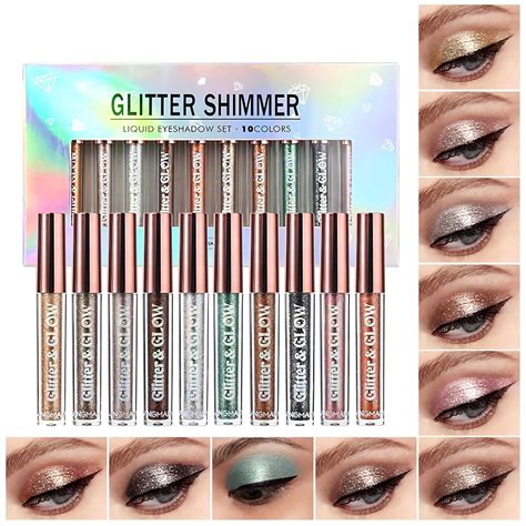 Buy SUMEITANG 10 Colors Liquid Eyeshadow Metallic Glitter Eyeshadow Set ...