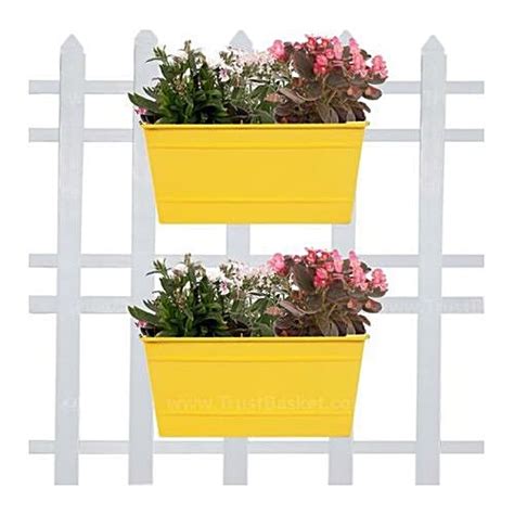 Buy Trust Basket Rectangular Railing Planter Yellow 12 Inch Online At ...