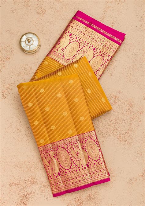 Buy Mustard Zariwork Pure Silk Saree - Koskii