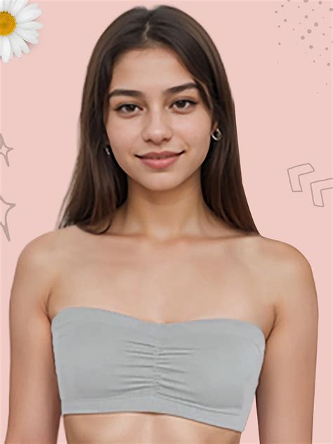 Cotton Strapless Tube Bra For Girls| Bandeau Bra With Removable Pads ...