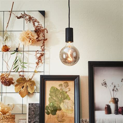 MOLNART LED bulb E27 140 lumen, globe grey clear glass, 125 mm (5") - IKEA