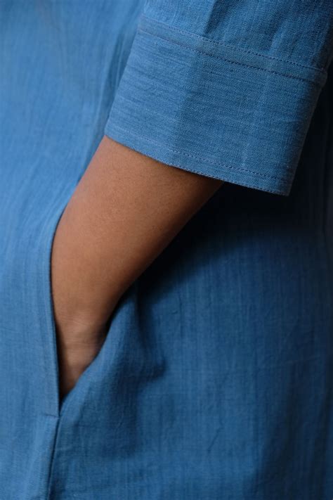 Blue Mandarin Collar Tunic | Kumbaya