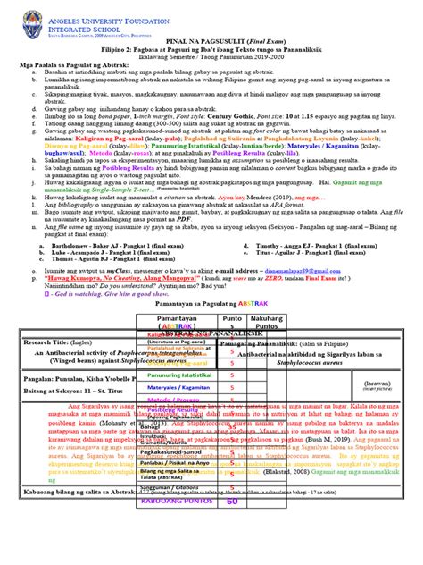 Image result for Abstract Exam Tagalog