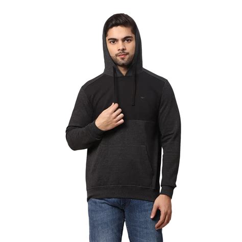 Men Black Slim Fit Solid Cotton Polyester Blend Round Collar Sweatshir ...