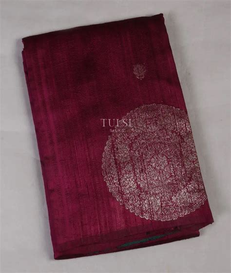 Buy Burgundy Banaras Tussar Saree T524016