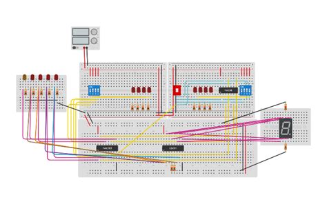 Circuit design 4 bit parallel adder - Tinkercad