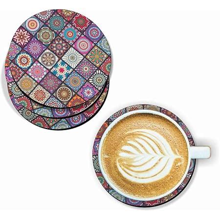 PAPER PLANE DESIGN Handmade Mandala Pattern Wooden Coaster Set for Home ...