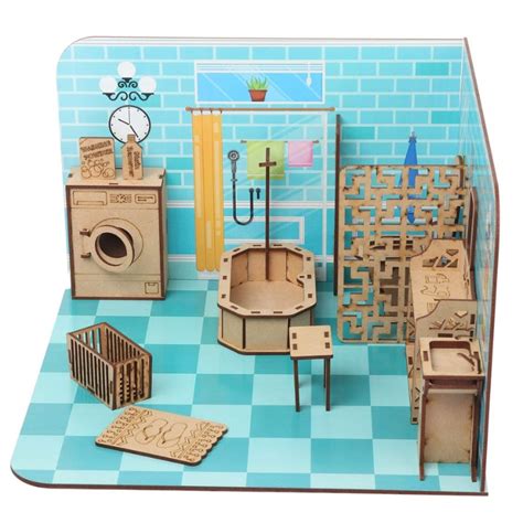 Webby- DIY Wooden Doll Bathroom with Furniture Dollhouse – Juplay World