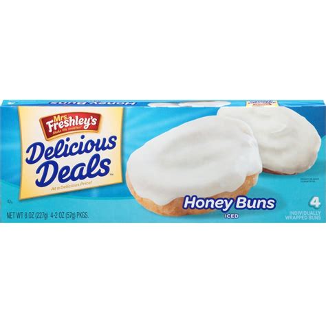 Mrs Freshley’s Iced Honey Buns- 4 Pack (227g)