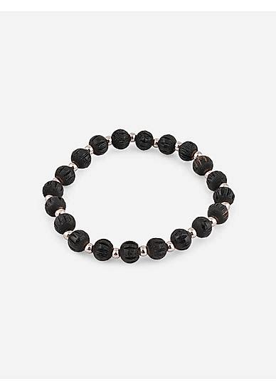 shop by The Bro code Silver Plated Grey and Black Beaded Stack ...