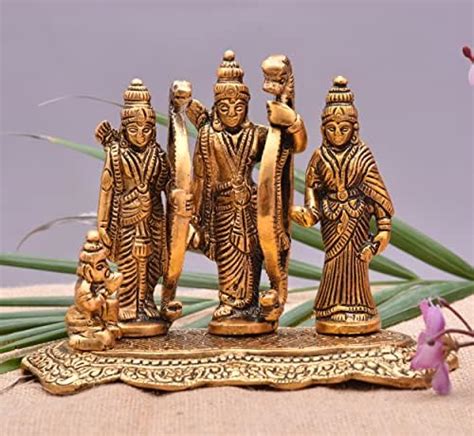 Buy ELITE Brass Idol - Lord Rama Laxman And Sita, Standard, Golden, 1 ...