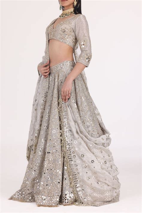 SILVER TISSUE EMBELLISHED LEHENGA SET – abhinavmishra