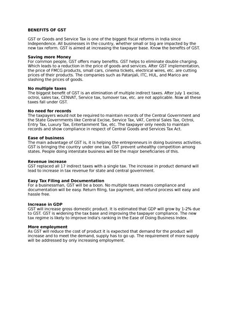 Benefits OF GST - BENEFITS OF GST GST or Goods and Service Tax is one ...