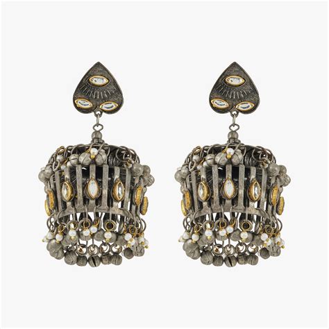 Teejh Malvika Gold and Silver Oxidised Earring