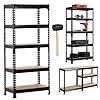 STAR WORK Black Adjustable Set of 5-Shelf Metal Storage Shelving Unit ...