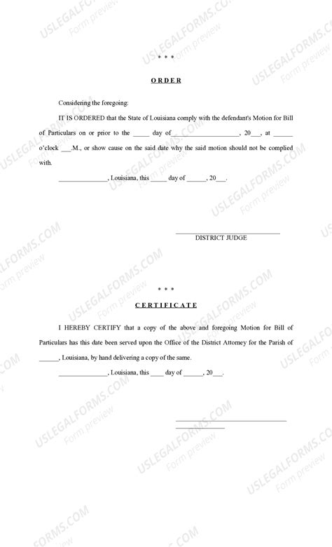 Louisiana Motion for Bill of Particulars, and Order - Motion For Bill ...
