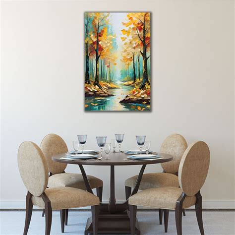 1080 Wall art decoration Abstract landscape with trees and river ...