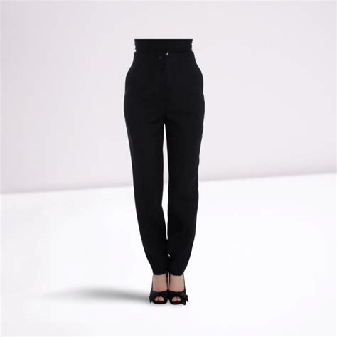 Black High Waist Straight Slim Dress Pants - StockStories