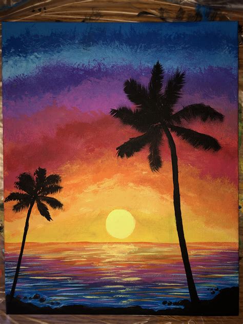 Beach Sunset painting | Beach sunset painting, Painting, Sunset painting
