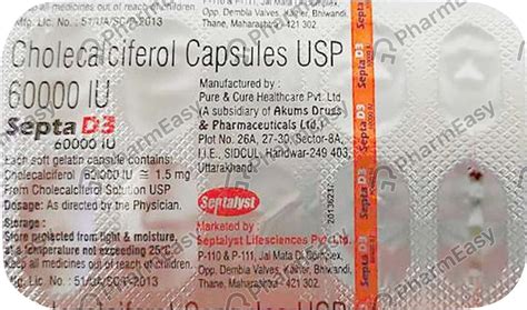 Septa D3 60000 IU Capsule (8): Uses, Side Effects, Price & Dosage ...