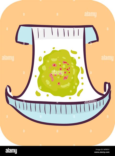 Illustration of a Baby Diaper with Poop and Blood Stock Photo - Alamy