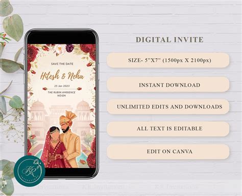 Buy EDITABLE | Indian Wedding Invitation Templates | Digital Fancy ...