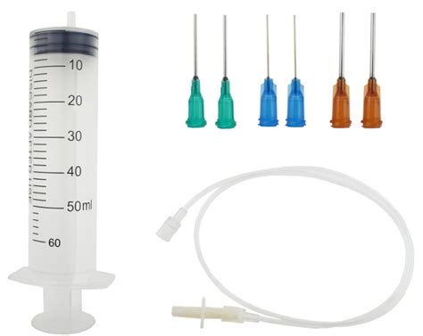 60ml Plastic Syringe + Extension Tubing + Blunt Tip Needles, Precision ...