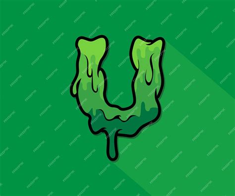 Premium Vector | Green grime letter halloween u alphabet font