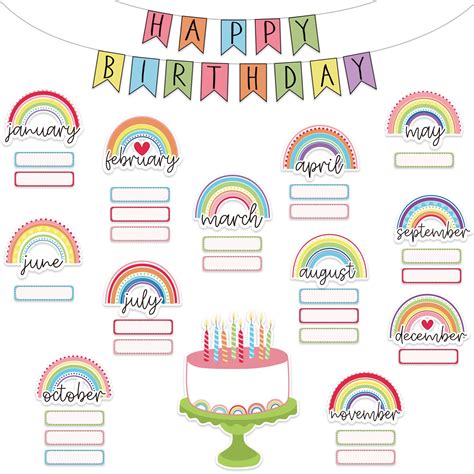 Buy Whaline Classroom Decor Happy Birthday Bulletin Board Decorations ...