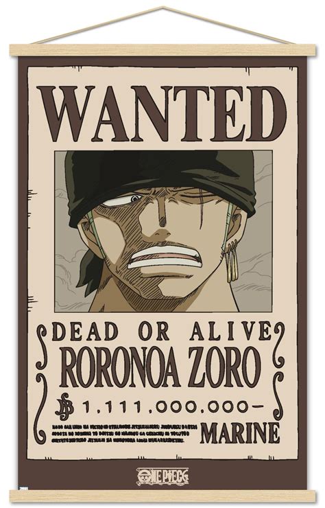 One Piece - Roronoa Zoro Wanted Poster Wall Poster with Magnetic Frame ...