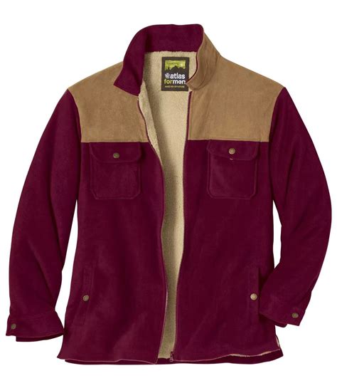 Men's Burgundy Sherpa-Lined Fleece Jacket | Atlas For Men